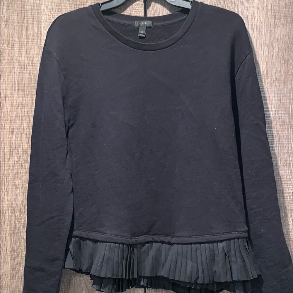 J Crew sweatshirt with satin pleats SZ M Blk